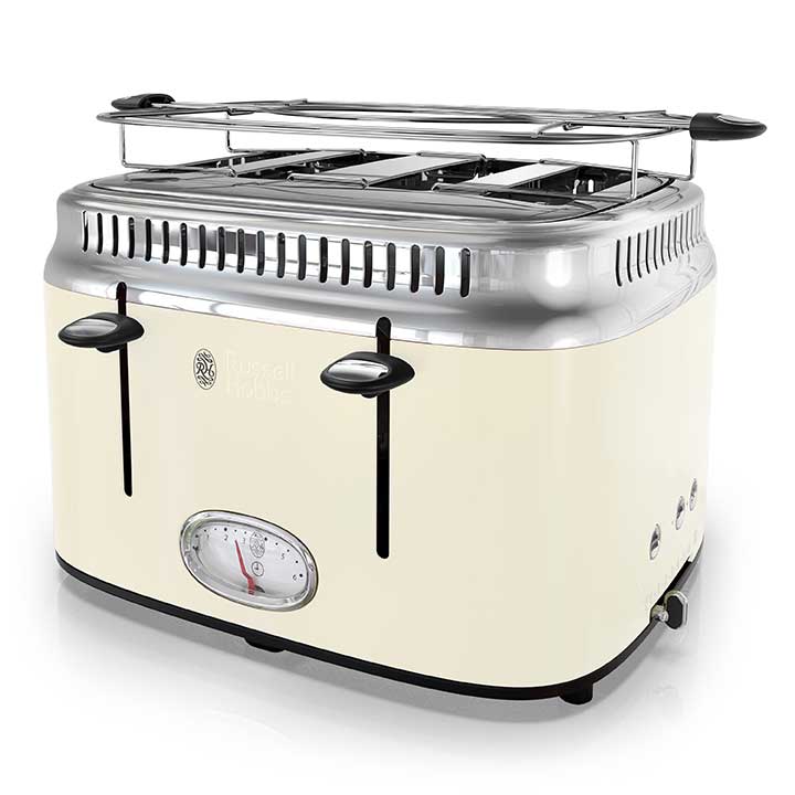 Retro Style 4 Slice Toaster Cream Stainless Steel